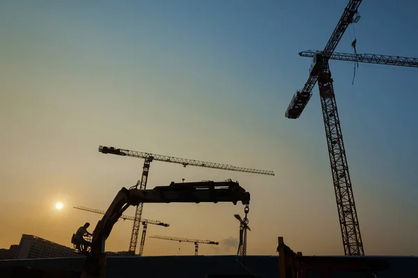 Lugar Construcción Por Noche — Foto de Stock