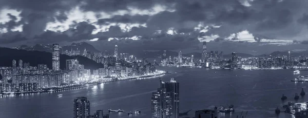 Panorama View Victoria Harbor Hong Kong City Dusk — Stock Photo, Image