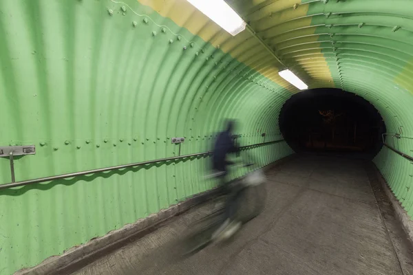 Езда Велосипеде Туннеле — стоковое фото