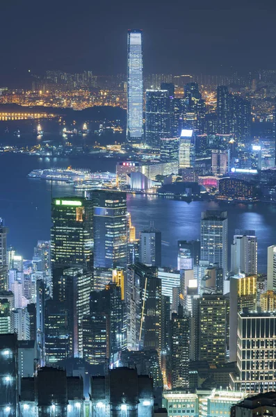 Skyline Von Hongkong Bei Nacht — Stockfoto