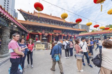 Hong Kong, Çin - 01 Mart 2018: Wong Tai Sin Temple Kowloon Hong Kong şehir içinde ziyaret turist