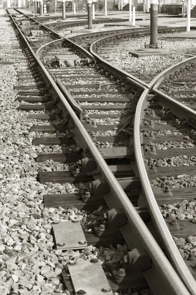 Närbild Bild Järnvägen Svart Och Vitt — Stockfoto