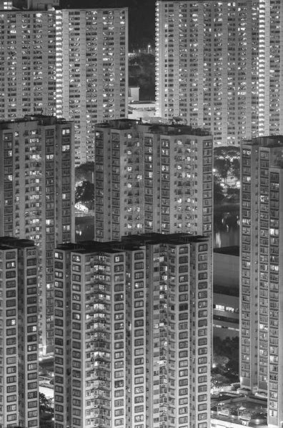 Vue Aérienne Quartier Résidentiel Hong Kong Nuit — Photo