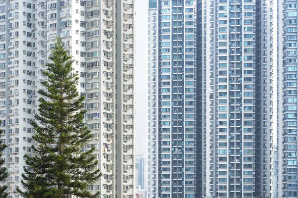 Buitenkant Van Hoogbouw Woongebouw Hong Kong Stad — Stockfoto