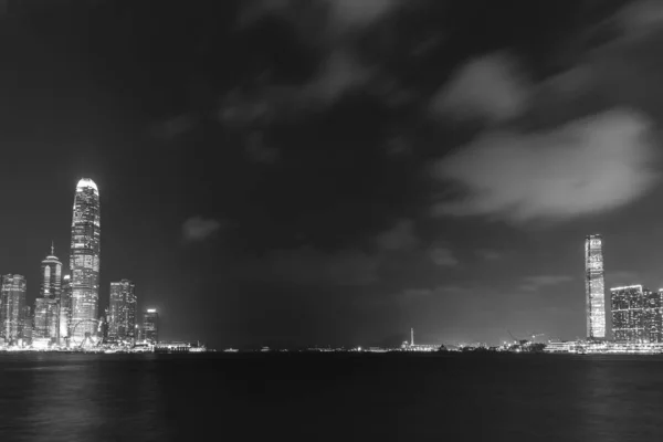 Moderno Edificio Oficinas Horizonte Ciudad Hong Kong Por Noche — Foto de Stock