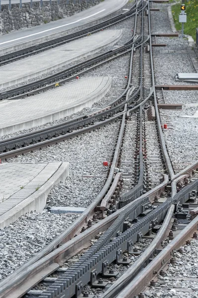 Beskuren Bild Järnvägsspår — Stockfoto