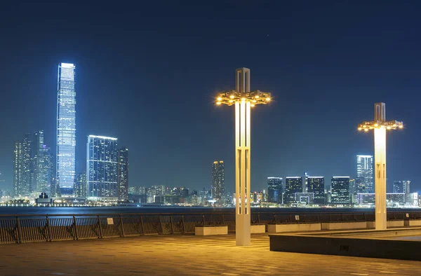 Puerto Victoria Ciudad Hong Kong Por Noche —  Fotos de Stock