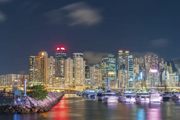 Luxury Yacht Port Hong Kong Harbor Night — Stock Photo, Image