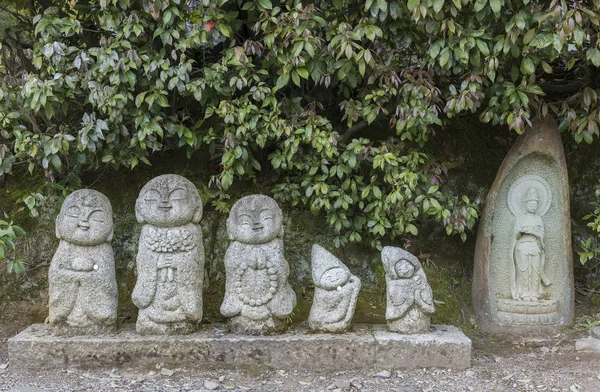 Sculpture Japonaise Jizo Sur Bord Route Arashiyama Japon — Photo