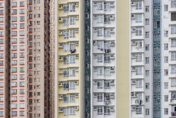 Exterior Colorido Edificio Residencial Gran Altura Ciudad Hong Kong — Foto de Stock