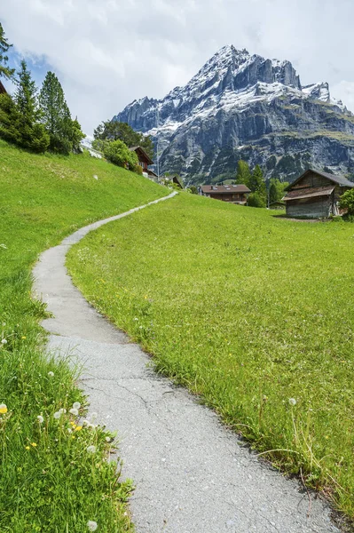 バーナー オーバーランド スイスのグリンデルヴァルト村の風景 — ストック写真