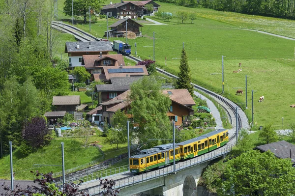 Train in Lauterbrunnen valley,Switzerland