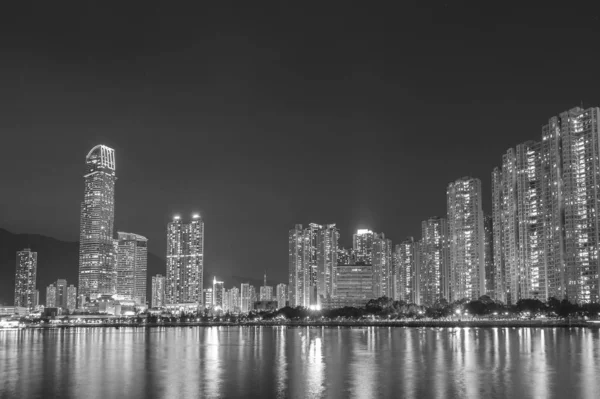 Skyline Cidade Hong Kong Noite — Fotografia de Stock