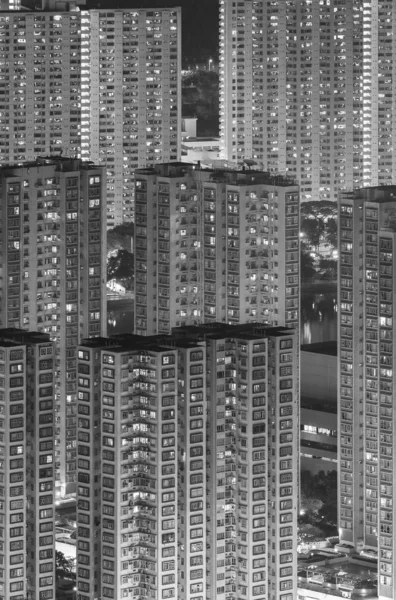 Vue Aérienne Quartier Résidentiel Hong Kong Nuit — Photo