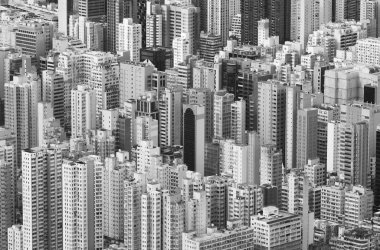 Hong Kong şehrinin hava görüntüsü