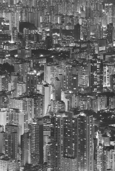黒と白の香港市の空中ビュー — ストック写真