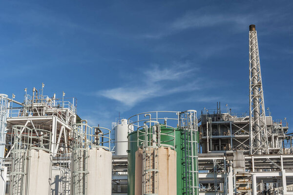 View of Oil factory with blue sky