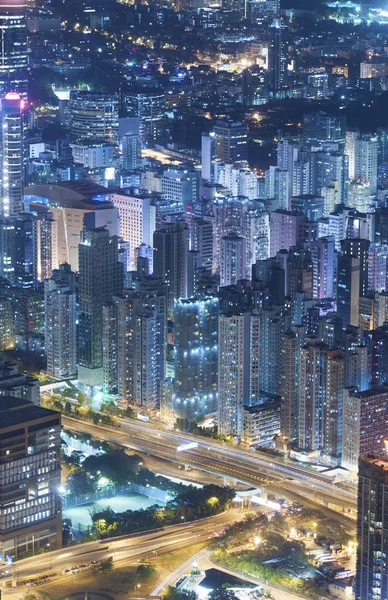 Carretera Rascacielos Ciudad Hong Kong Atardecer — Foto de Stock