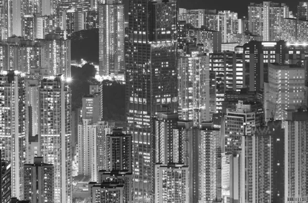 Hög Byggnad Hongkong Stad Natten — Stockfoto