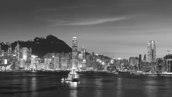 Panorama Victoria Harbor Ciudad Hong Kong Atardecer —  Fotos de Stock