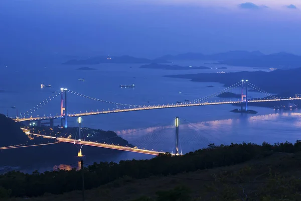 Ting Bridge Ting Kau Bridge Dusk — стокове фото