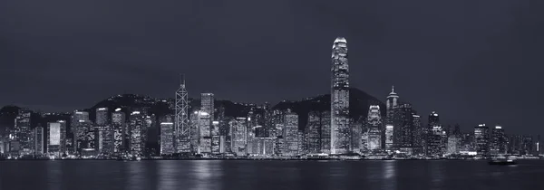 Panorama Port Victoria Ville Hong Kong Crépuscule Photo Noir Blanc — Photo