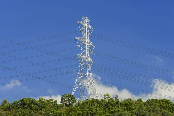 Electric pylon with electric lines