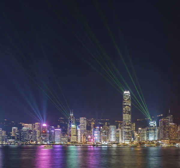 Laser Show Victoria Harbor Hong Kong City — Stock Photo, Image