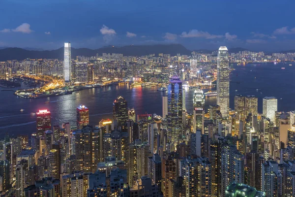 Victoria Limanı Hong Kong Şafağında — Stok fotoğraf