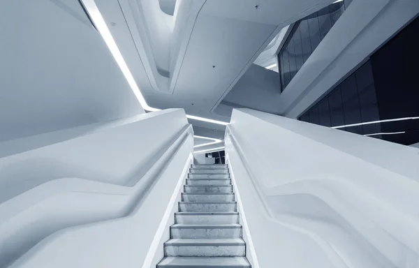 Escalera Futurista Fondo Interior Moderno —  Fotos de Stock