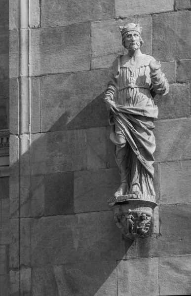 Sculptuur Van Kathedraal Como Stad Lombardije Italië — Stockfoto
