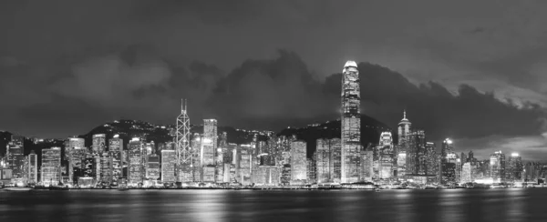 Panorama Porto Victoria Hong Kong Entardecer — Fotografia de Stock