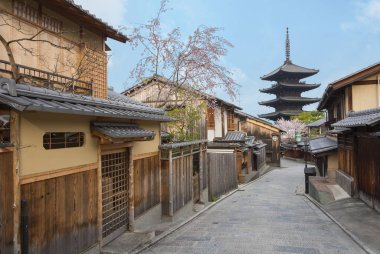 Yasaka Pagoda ve sabah, Kyoto, Capa Sannen Zaka Street