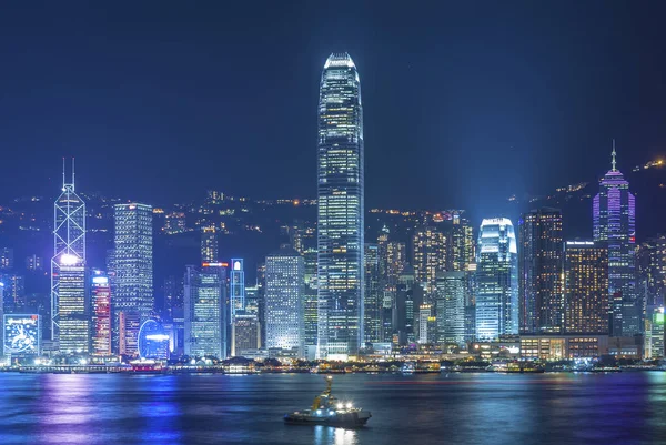 Geceleri Hong Kong Victoria Limanı — Stok fotoğraf