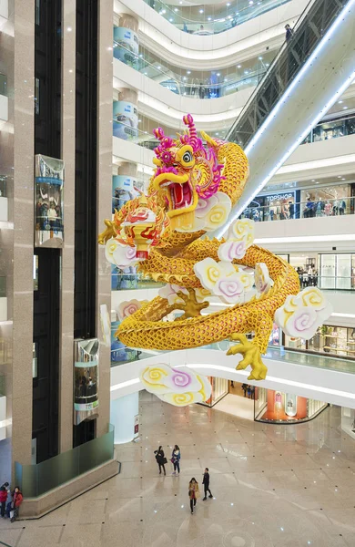 Hong Kong Febrero Enorme Decoración Dragón Para Celebración Del Año — Foto de Stock