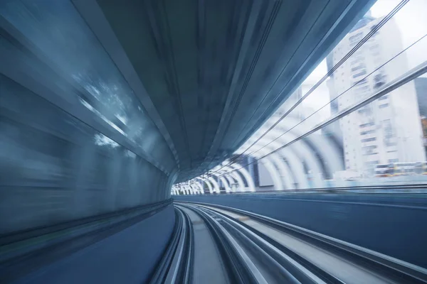 Desenfoque Movimiento Del Tren Que Mueve Dentro Del Túnel — Foto de Stock