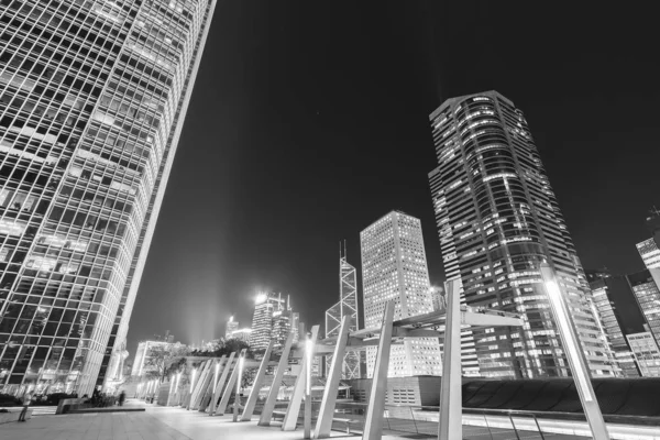 Modern Kantoorgebouw Skyline Van Hong Kong City Nachts — Stockfoto