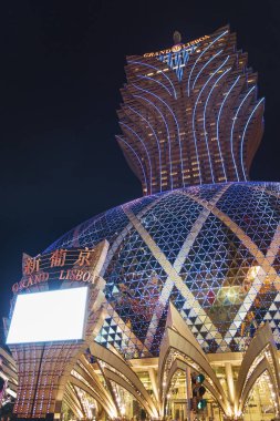 Makao, Çin - 01 Nisan 2016: Grand Casino Lisboa'ya Nisan 01,2