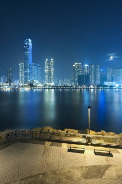 Geceleri Hong Kong 'un Panoraması