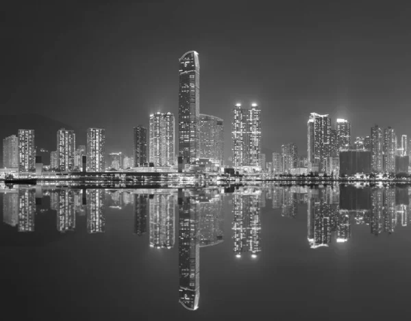 Panorama Des Toits Ville Hong Kong Nuit — Photo