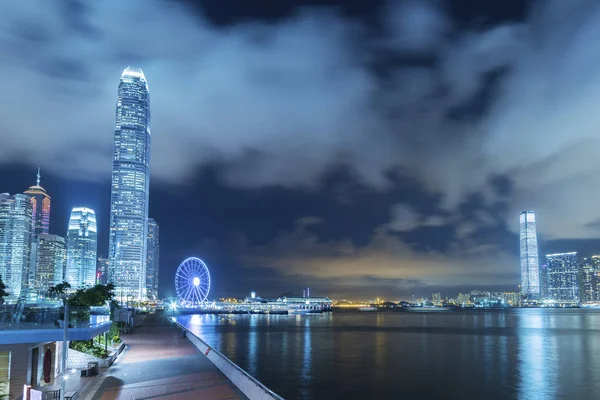Victoria Harbor Hong Kong Por Noche — Foto de Stock