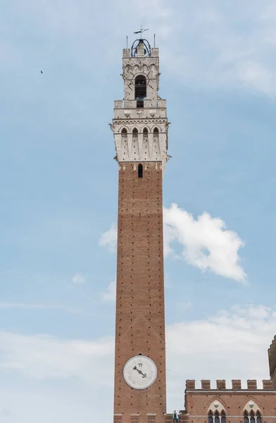 Torre Relógio Piazza Del Campo Siena Itália — Fotografia de Stock