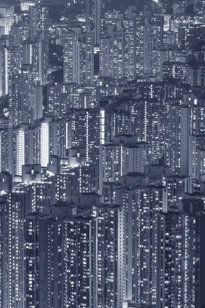 Arranha Céus Edifícios Residenciais Cidade Hong Kong Noite — Fotografia de Stock
