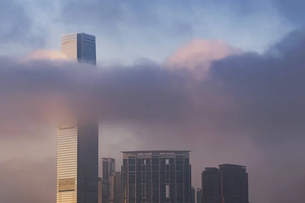 Skyline Ciudad Hong Kong Atardecer —  Fotos de Stock
