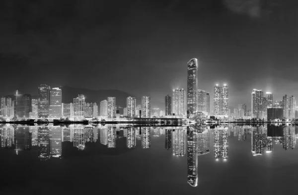 Skyline Cidade Hong Kong Noite — Fotografia de Stock