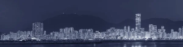 Panorama Skyline Hong Kong City Night — Stock Photo, Image