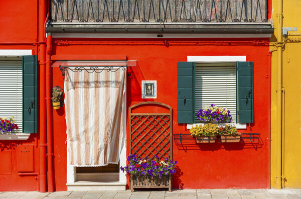 Colorful Residential house in Burano island, Venice, Italy.