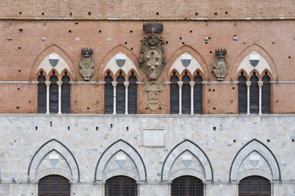Фасадні Piazza Del Campo Історичному Центрі Сієни Tusc — стокове фото