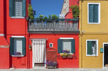 Burano Adası, Venedik, İtalya 'da renkli bir ev. 
