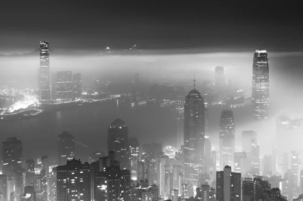 Misty Night View Victoria Harbor Hong Kong City — Stock Photo, Image